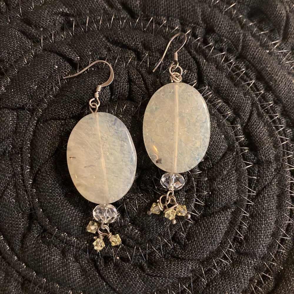 Pineapple Quartz earrings hand made with Swarovski and sterling silver hooks